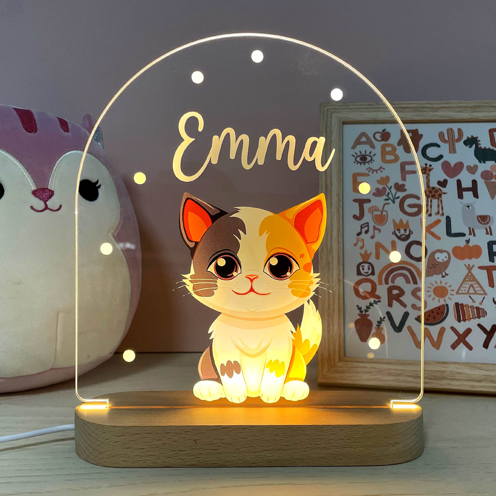 Schattig Dierennachtlampje met eigen naam - Bella Mia