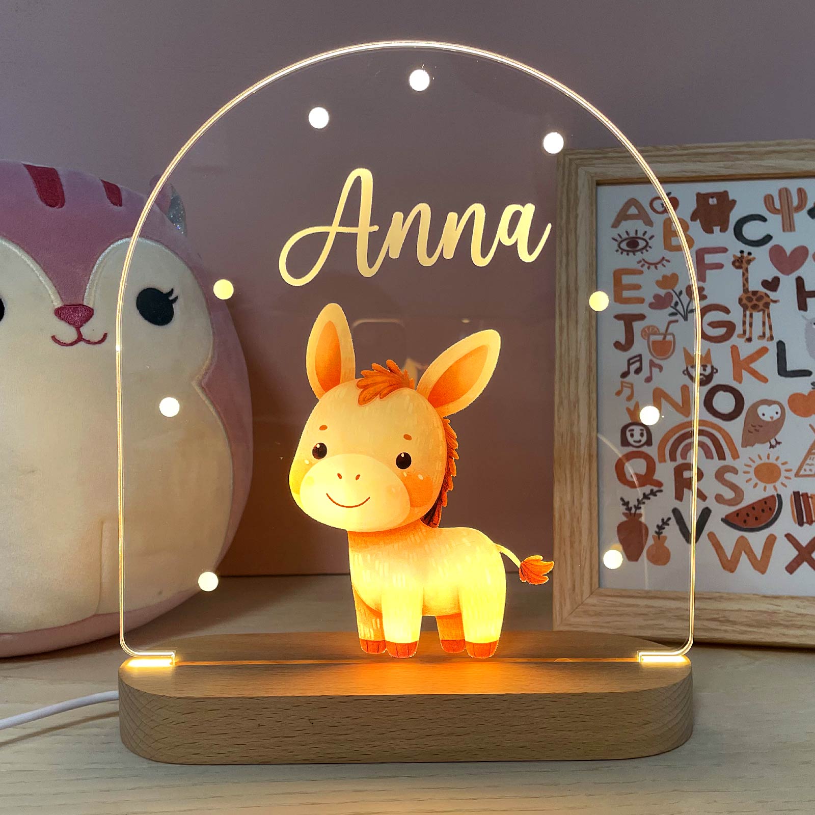 Schattig Dierennachtlampje met eigen naam - Bella Mia