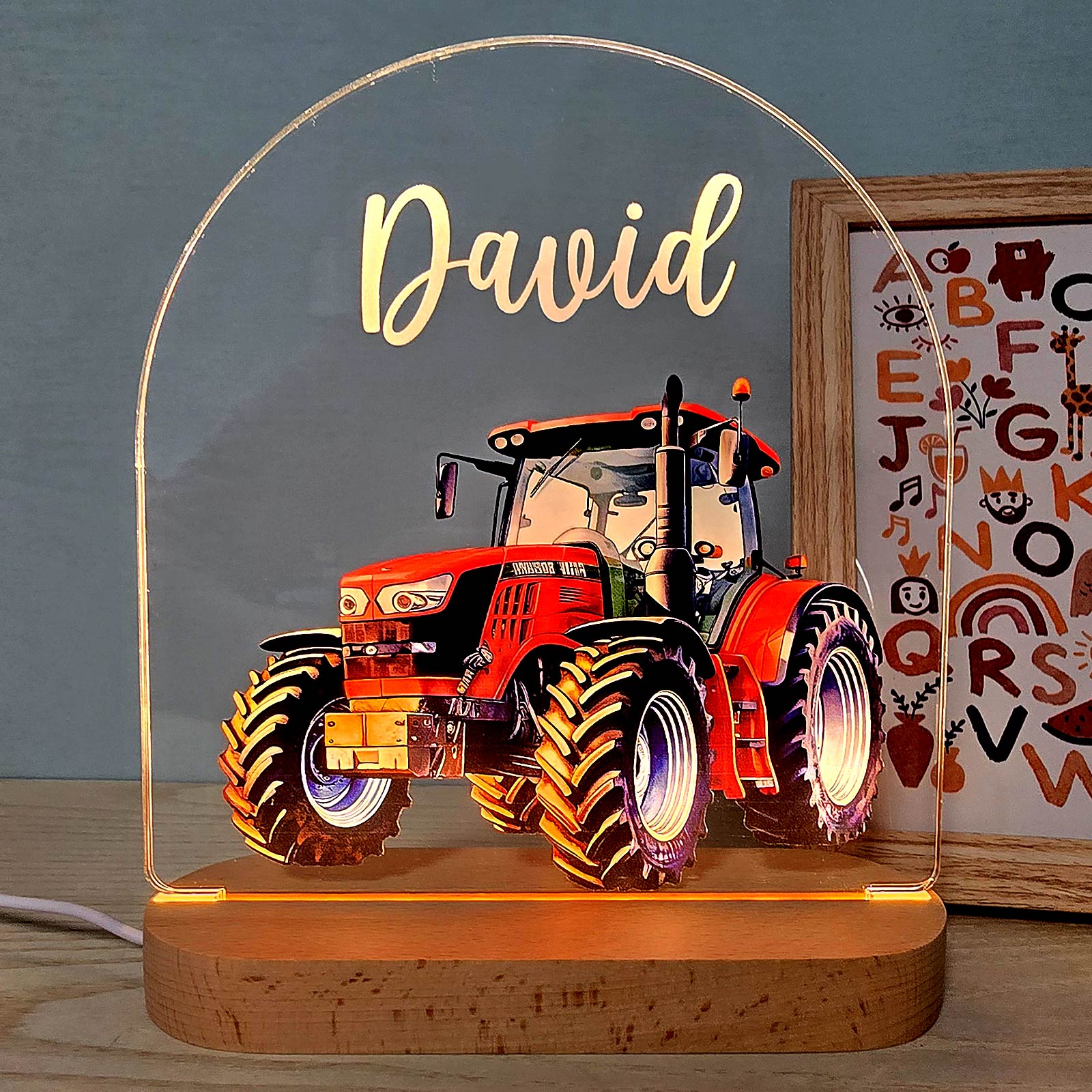 Tractor - Nachtlampje met eigen naam - Bella Mia